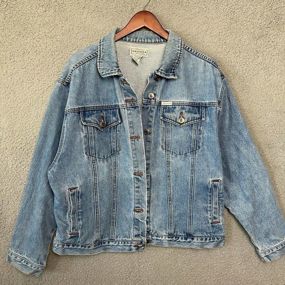 AriZona Other - Arizona Denim Jacket Mens L Large Medium Wash Classic Skater Grunge Button Down